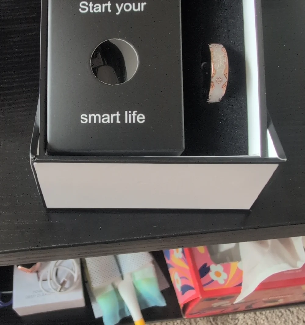 Smart Ring - White & Rose Gold Enamel Smart Ring (Unbranded) Size 10